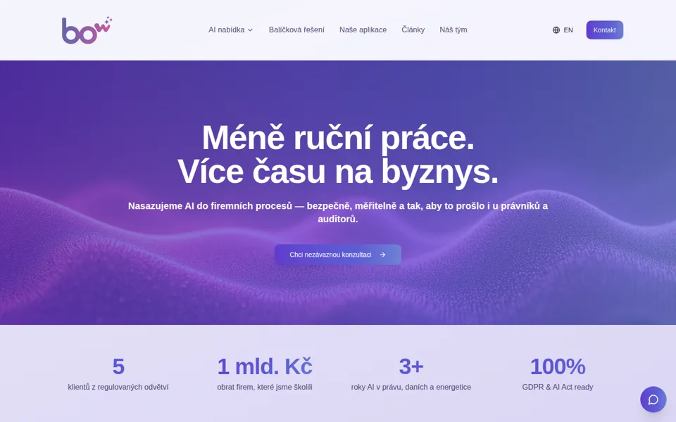 Úvodní stránka beonwave.ai